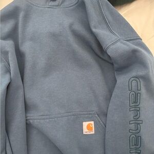 Carhartt Light Blue Hooded Sweatshirt with Logo Print